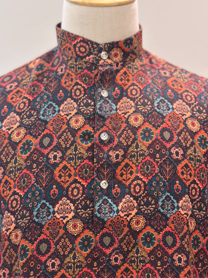 SM0625-01-13 Multi Colour Viscose Print Kurta