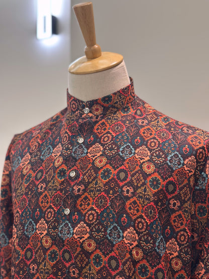 SM0625-01-13 Multi Colour Viscose Print Kurta
