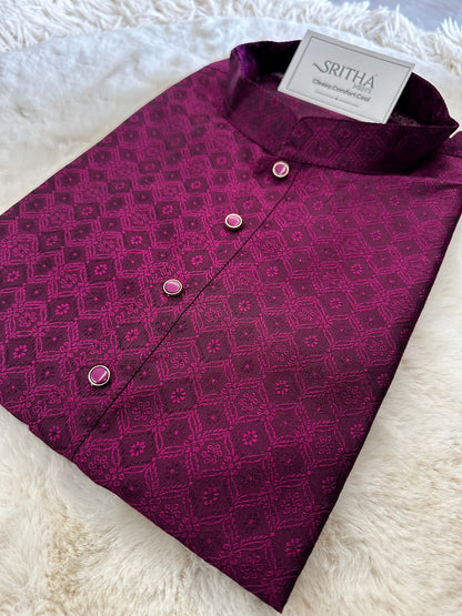 SM0525-02-02 Dark Wine Purple Kurta Set
