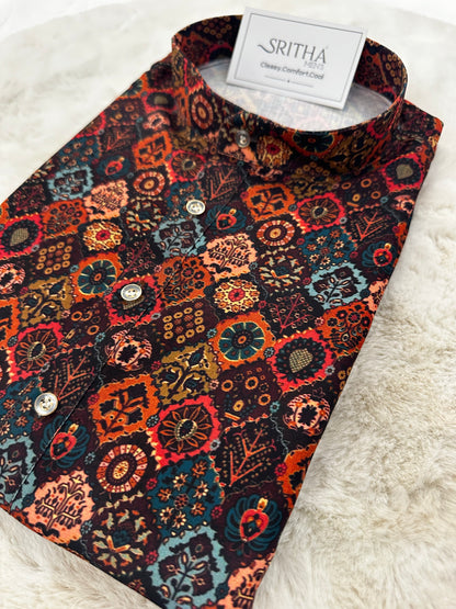 SM0625-01-13 Multi Colour Viscose Print Kurta