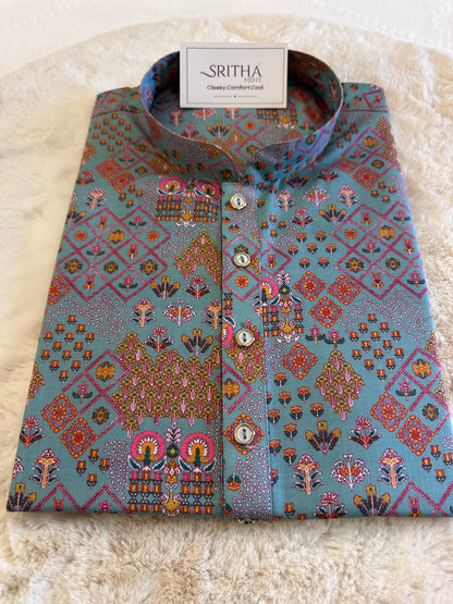SM0325-01-07 Dusty Turquoise Printed Cotton