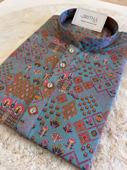 SM0325-01-07 Dusty Turquoise Printed Cotton