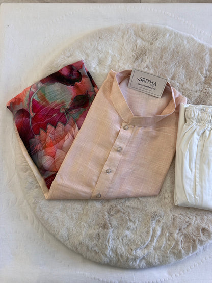 SM0425-02-05 Baby Pink Big Floral Kurta Set
