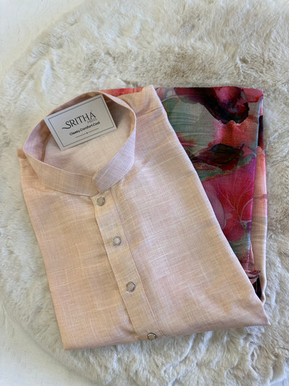 SM0425-02-05 Baby Pink Big Floral Kurta Set