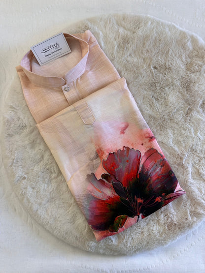 SM0425-02-05 Baby Pink Big Floral Kurta Set