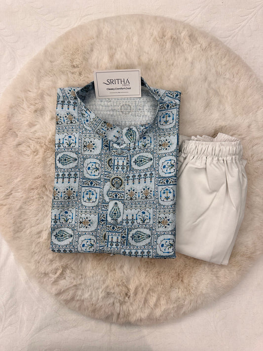 SM0525-02-14  Light Blue Soft Silk Blend Kurta Set