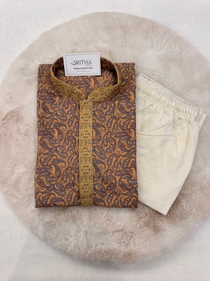 SM0624-06-06 Yellow Floral Soft Cotton Blend Kurta Set