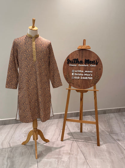 SM0624-06-06 Yellow Floral Soft Cotton Blend Kurta Set