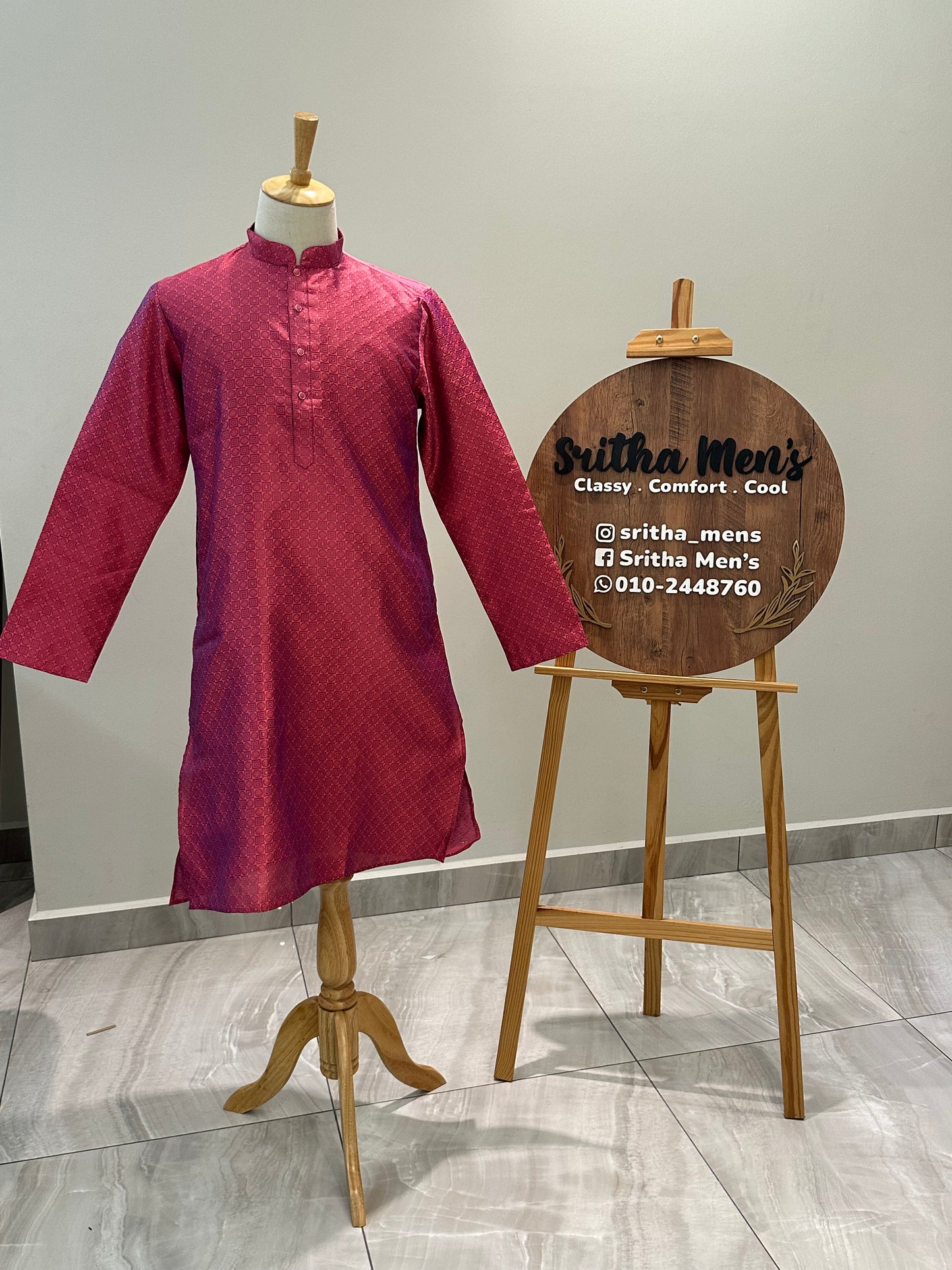 SM1024-02-09 Rani Pink Silk Blend Kurta Set