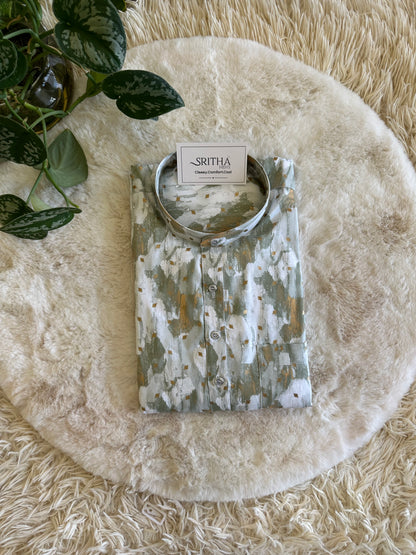 SM0324-01-05 Off White Multi Shade Cotton Silk