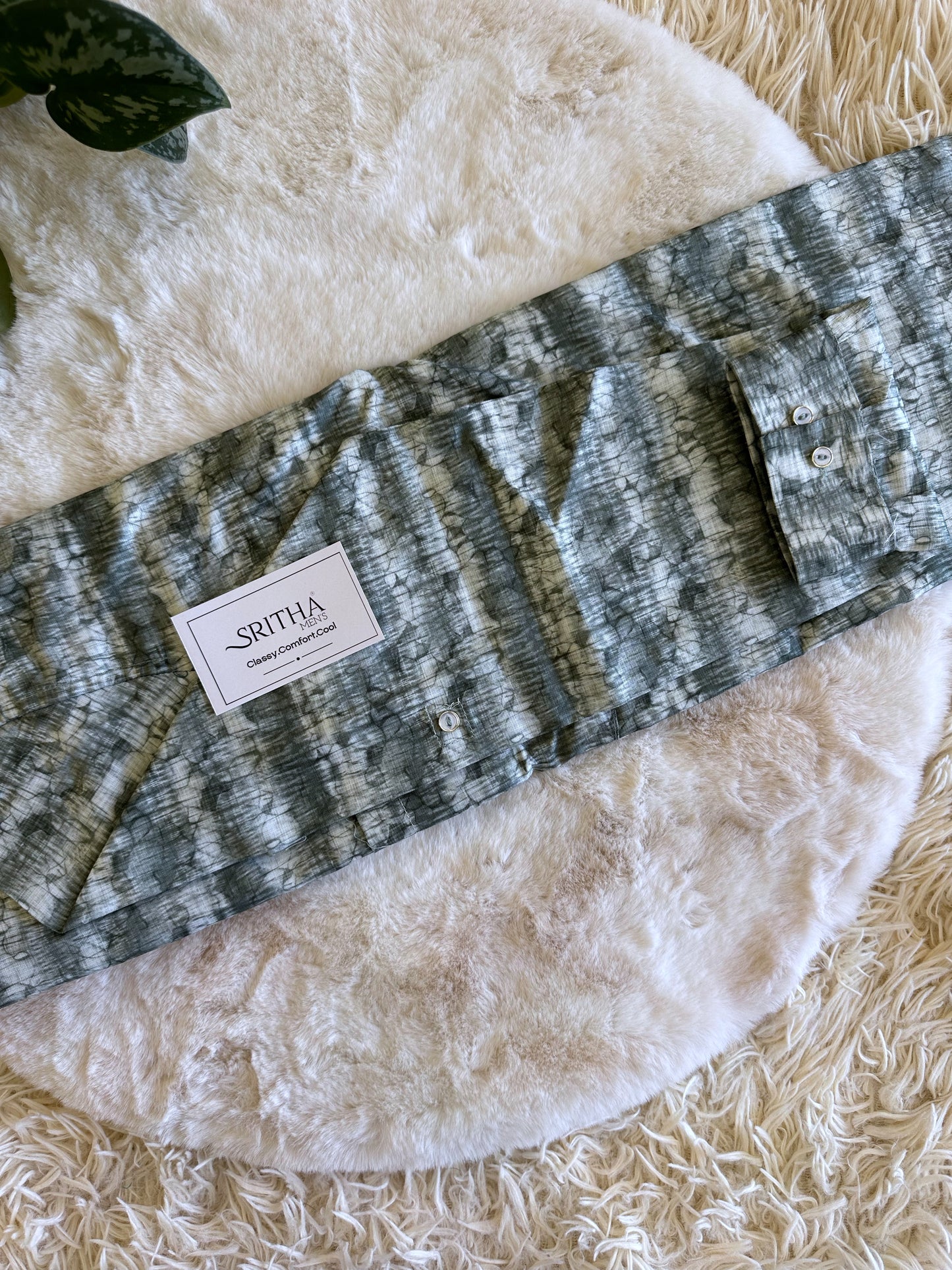 SM0324-01-03 Green White Cotton Short Kurta