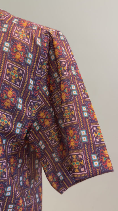 SM0624-01-03 Multi Colour Short Sleeve Cotton Kurta