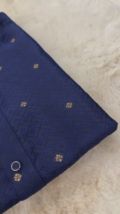 SM0525-02-15 Royal Blue & Gold Silk Blend Kurta Set