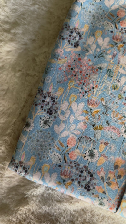 SM1224-01-07 Light Blue Floral Print Soft Kurta