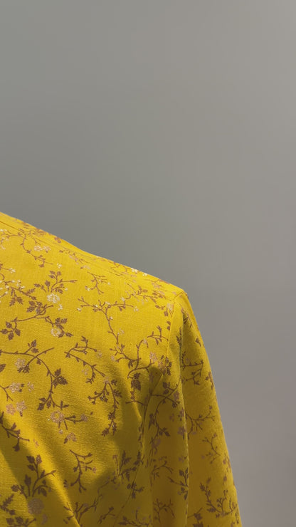 SM0624-01-11 Yellow Floral Solid Cotton Kurta