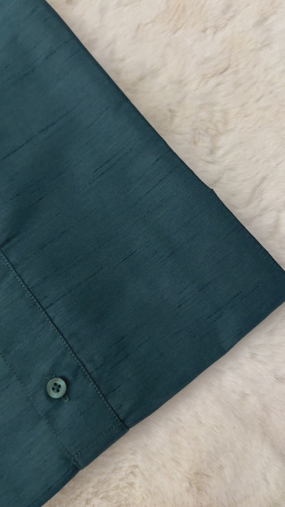 SM0724-06-10 Bottle Green Soft Silk Kurta Set