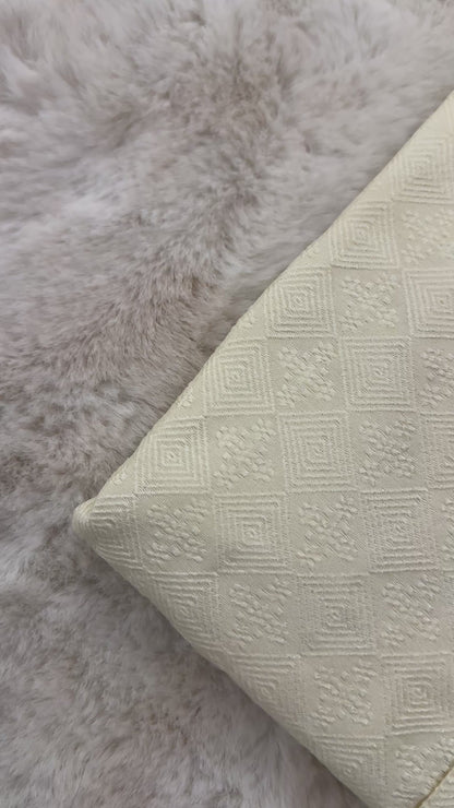 SM0525-02-01 Cream Heat Embossed Design Silk Blend Kurta Set