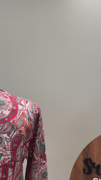 SM0525-16-17 Pink White Batik Long Sleeve Cotton Kurta