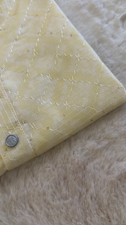 SM0225-03-07 Light Yellow to Green Ombre Design Cotton with Sequins Kurta