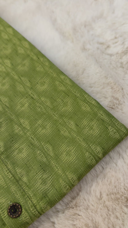 SM0225-03-06 Green Woven Cotton Kurta