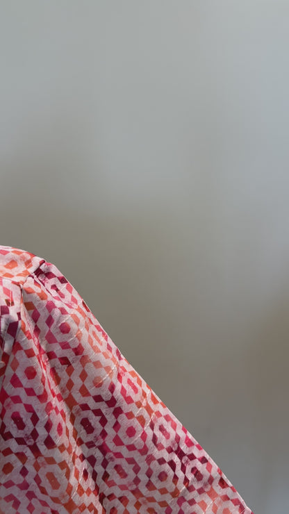 SM1224-01-12 Pink & White Short Sleeve Kurta