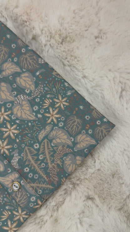 SM1224-01-10 Grey Green Floral Print Soft Cotton Kurta
