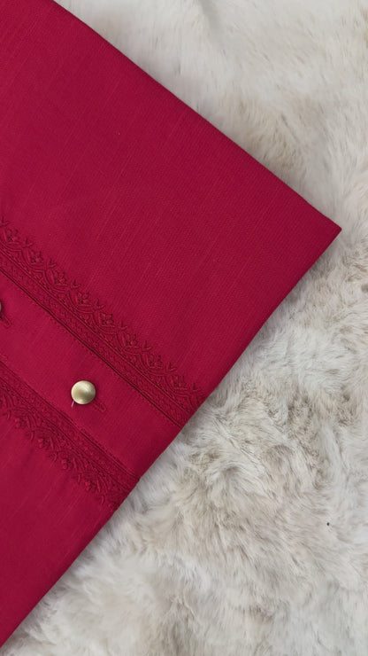 SM0924-01-03 Red Embroidery Cotton Kurta