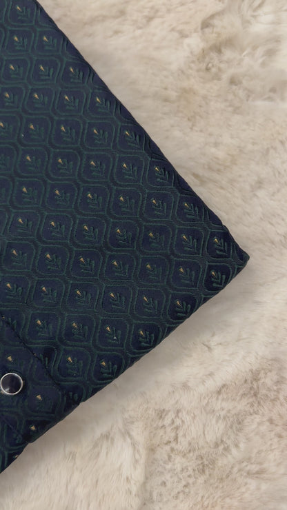 SM0225-02-07 Navy Blue & Green Embroidery Jacquard Kurta Set
