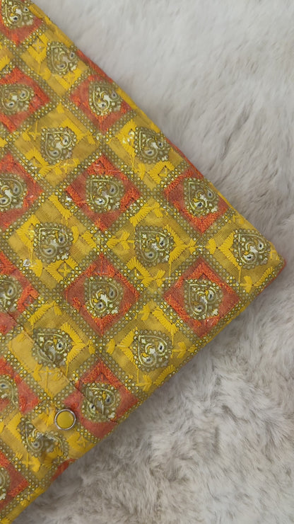 SM1024-02-01 Yellow Chikan Cotton Kurta Set
