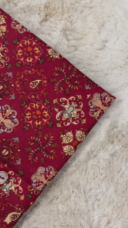 SM0325-01-09 Red Floral Print Cotton Kurta